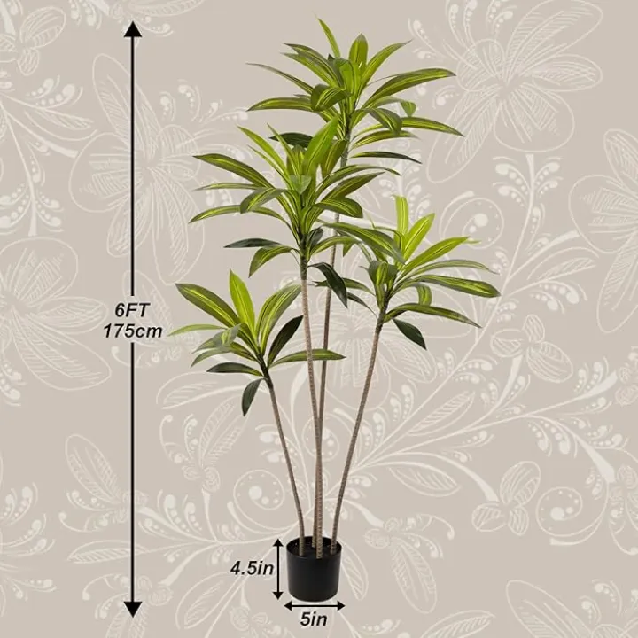 Artificial Dracaena Tree 6FT - Faux Tree Faux Yucca Floor Plant Faux Plants Indoor Artificial Trees for Home Office Living Room Decor Indoor