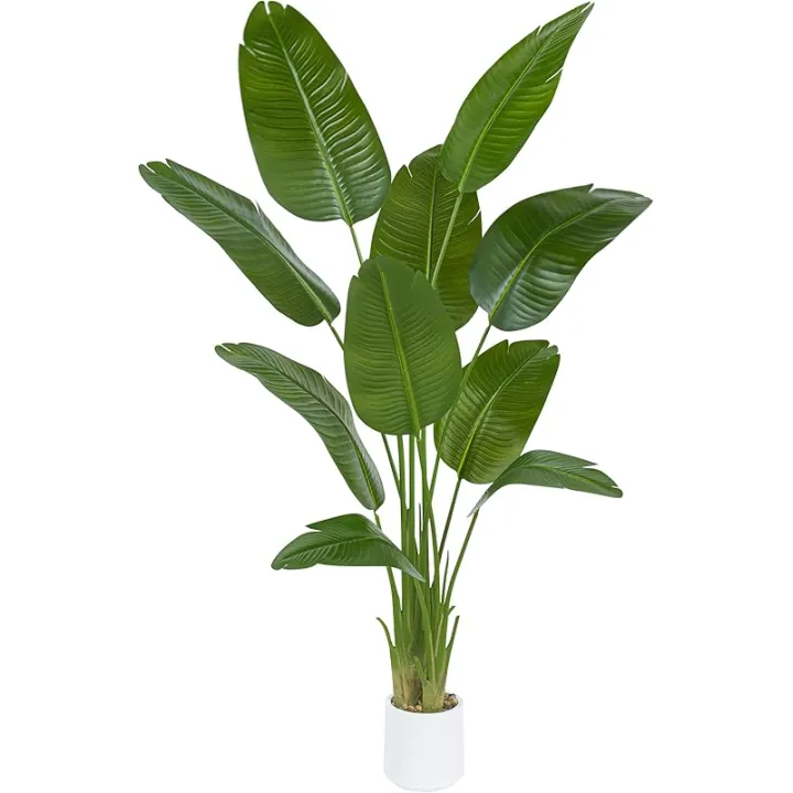 Bird of Paradise Artificial Tree, 6Ft Tall Faux Plant, Fake Banana Leaf Plant Indoor, Faux Palm Tree Faux Floor Plants Tropical Tree in Pot, Present for Friend Housewarming Decor