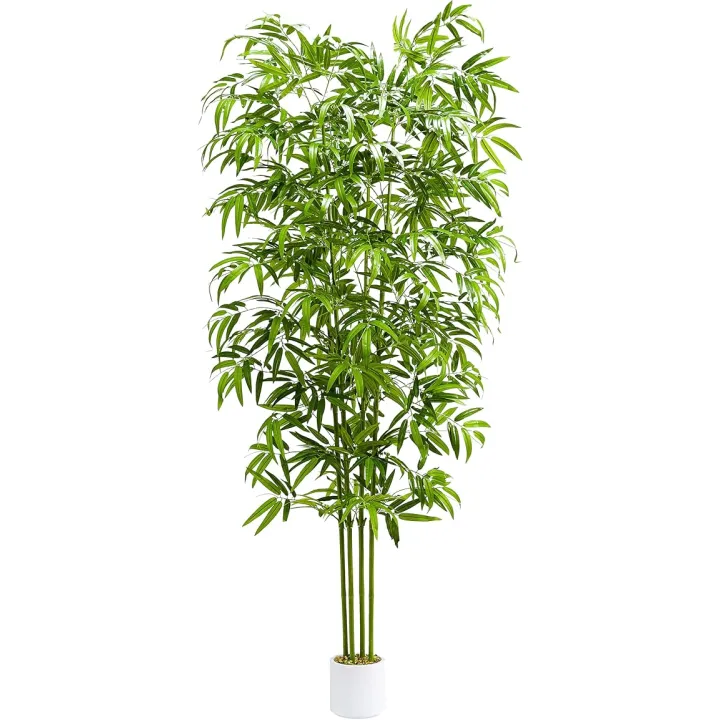 Artificial Bamboo Tree 6FT Tall Fake Plants Faux Silk Plant, Faux Bamboo Plant for Home Office Indoor Outdoor Decor Artificial Trees with Tall Planter