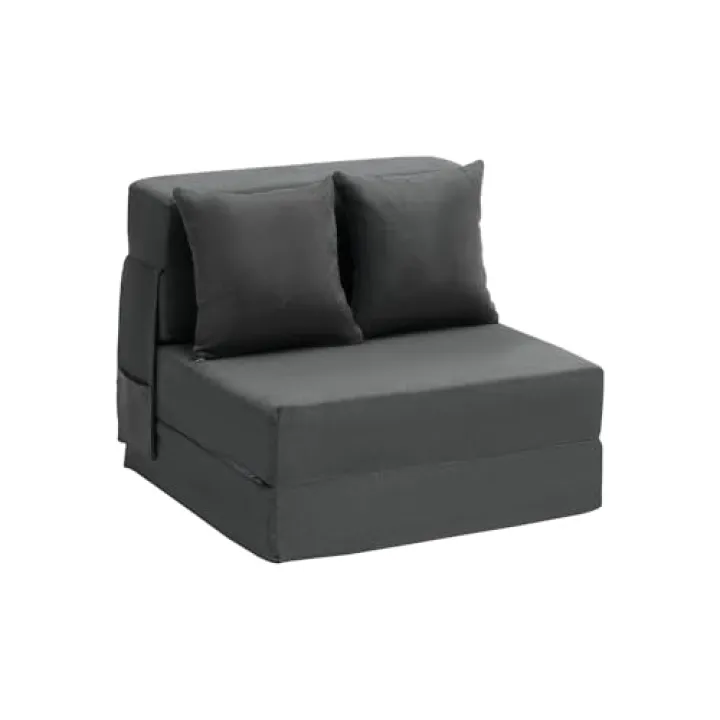 VEVOR Folding Sofa Bed, 3-in-1 Foldable Couch Bed with 2 Pillows and Washable Cover, 25D High Density Memory Foam Convertible Sleeper Chair Bed, Futon Couch for Living Room, Bedroom, Dark Grey(Single)