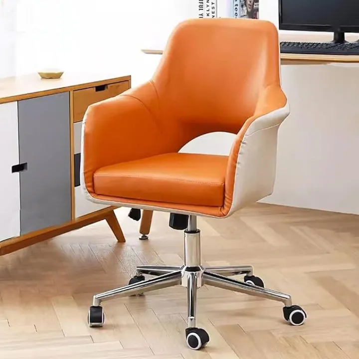 Ergonomic Computer Desk Chair, Modern Home Office Chair Pu Leather Swivel Chair with Armrest,Task Chair for Study