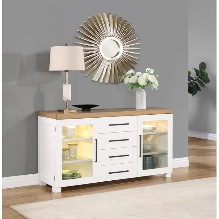 Magnolia Server - White: Stylish Kitchen & Living Room Cabinet