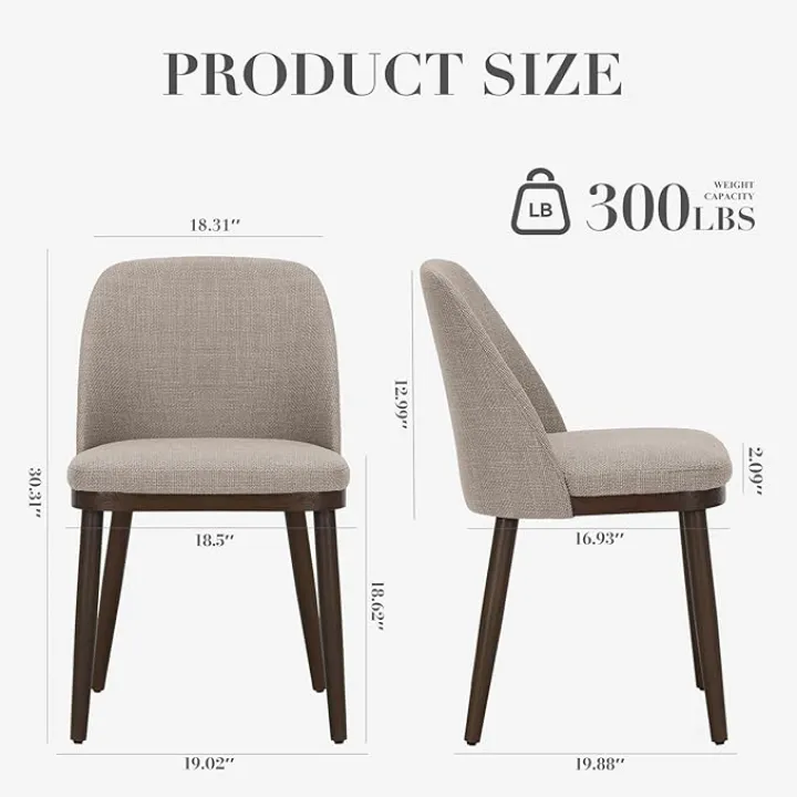 COLAMY Upholstered Dining Chairs Set of 2, Modern Kitchen Chairs with Back, Fabric Side Dining Room Chairs with Wood Legs for Kitchen Dining Room Restaurant, Camel