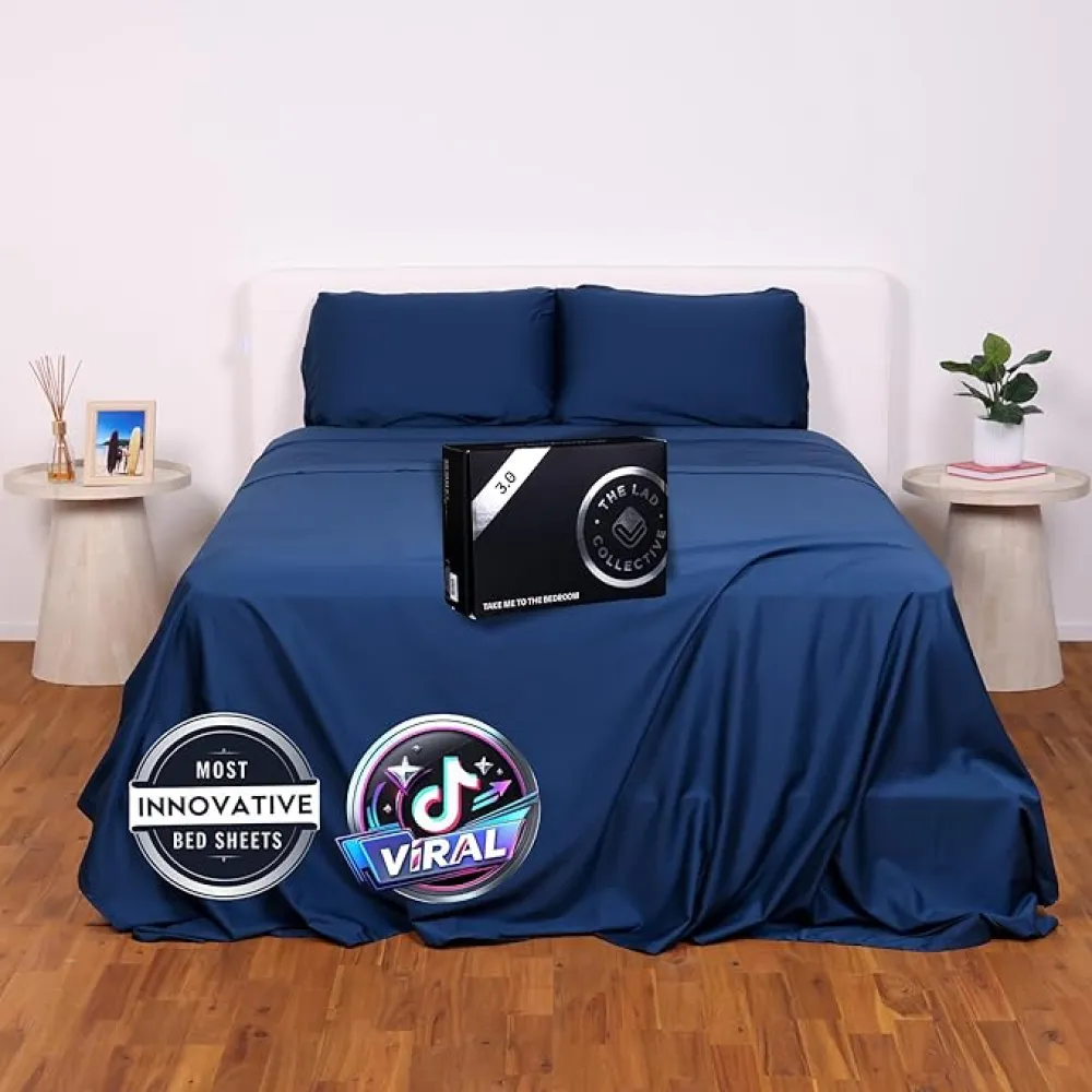 THE LAD COLLECTIVE 3.0 Bedding Set Queen Size 4 Pieces Premium Bed Set with Fitted Sheet, Top Sheet, and 2 Pillowcases, Atlantic