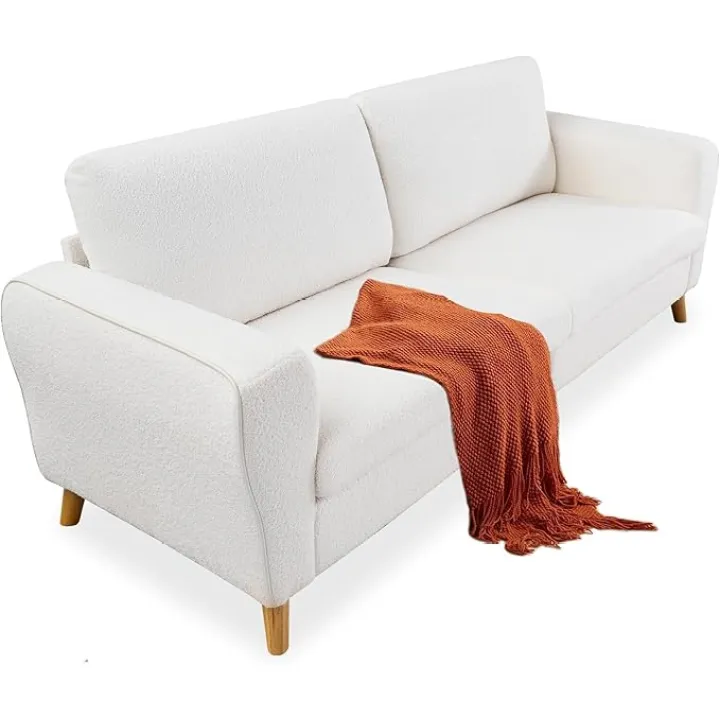 GAOMON Modern 3 Seater Couch, Mid-Century 84 Inch Sofa with with Armrests, Boucle Couches for Living Room, Bedroom, Beige