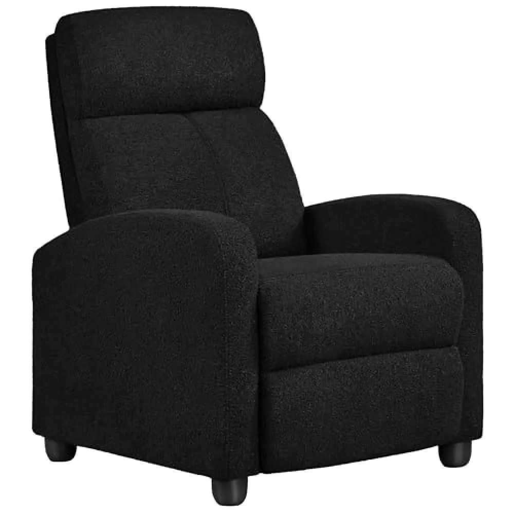 Yaheetech Boucle Recliner Chair Single Sofa Home Theater Seating Adjustable Modern Single Reclining Chair for Living Room Bedroom Home Theater Black