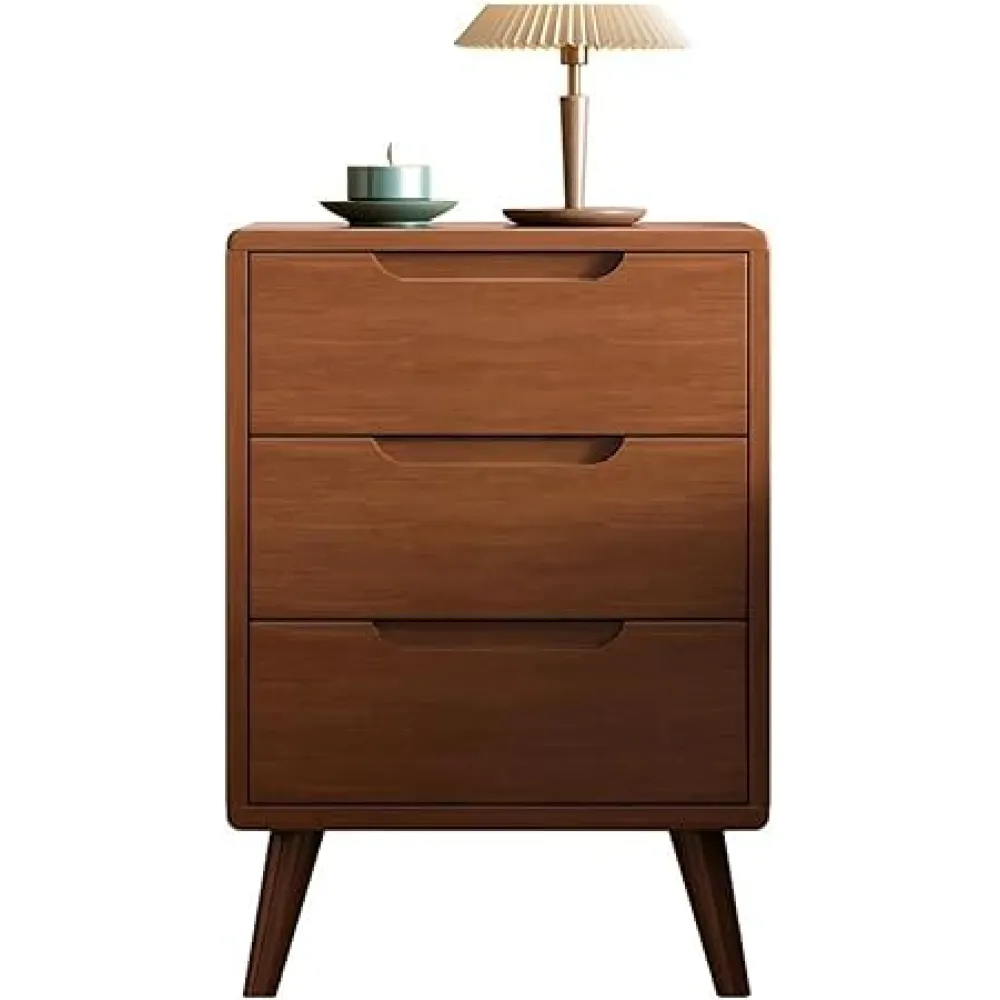 Solid Wood Nightstand Bedside Table with 3 Drawers Mid-Century Modern End Table Night Stand Tall Side Table for Bedroom Living Room,Bed Side Table