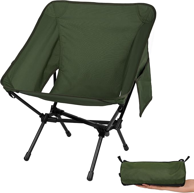 Ultralight Camping Chair, Portable Folding Backpacking Chair, Compact Camping Chair with Carry Bag for Outdoor Camp Hiking Backpack Beach Travel (Green)