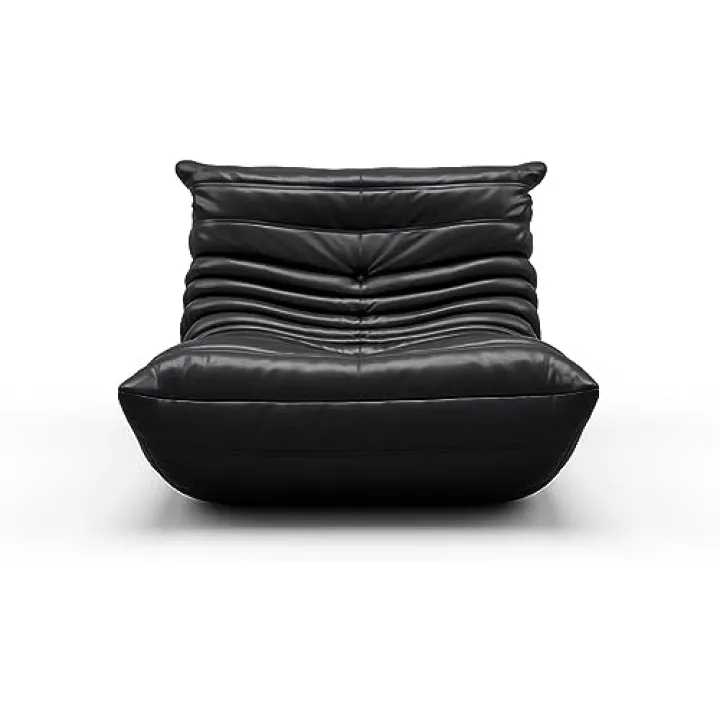 Poltrona lounge in morbido mohair beige orsacchiotto pigro poltrona caminetto Love Seat sedia da pavimento con nero 75 cm dimensioni accogliente ed elegante opzione di seduta per arredamento casa