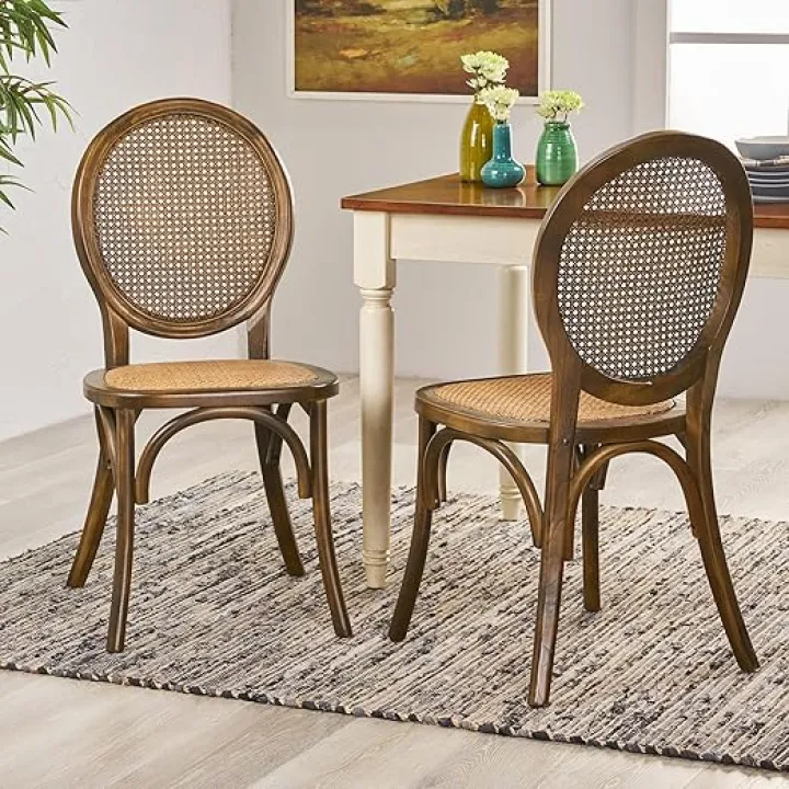 SVRCK Modern Design Dining Chair, Stylish Rattan Construction, Brown Finish, Comfortable and Versatile Seating