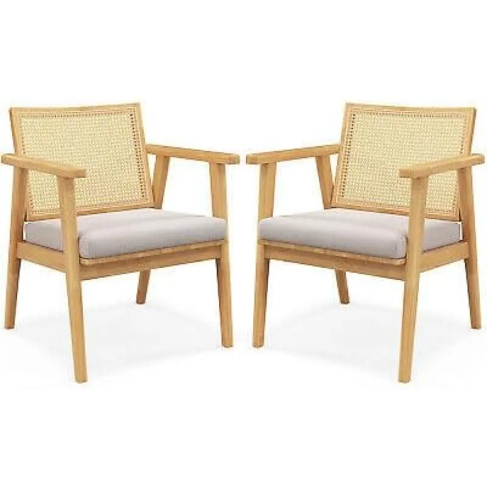 Compatible with Mid Century Modern Accent Chairs Set of 2 w/Breathable Rattan Back Dining Room Size : 23" x 21.5" x 31"