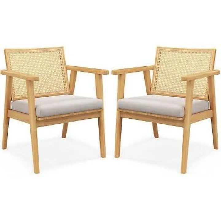Compatible with Mid Century Modern Accent Chairs Set of 2 w/Breathable Rattan Back Dining Room Size : 23" x 21.5" x 31"