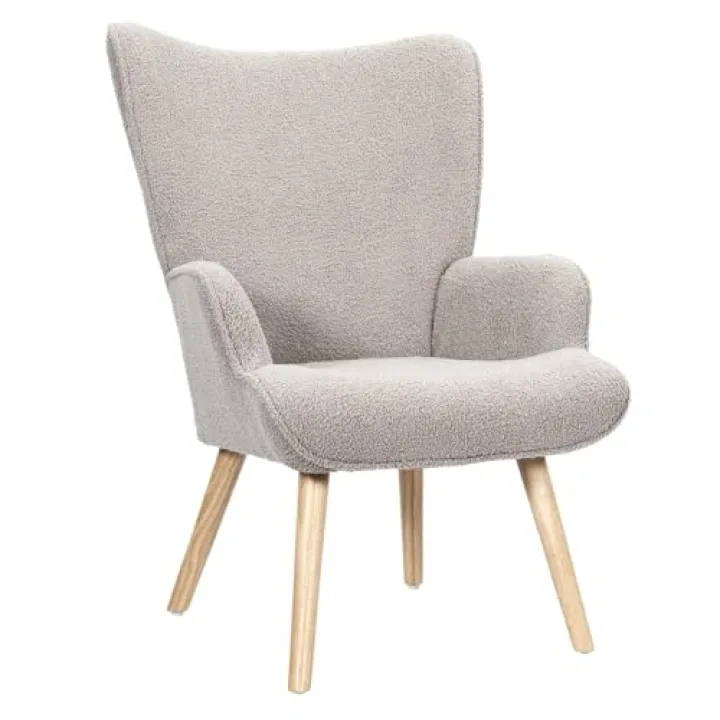 HOME DECO FACTORY, HD0488, Poltrona da Soggiorno Bouclette Comfort ergonomica, Design Elegante e Pratico, Ideale per Soggiorno o Ufficio, Dimensioni 68x96x75 cm, Colore Tortora
