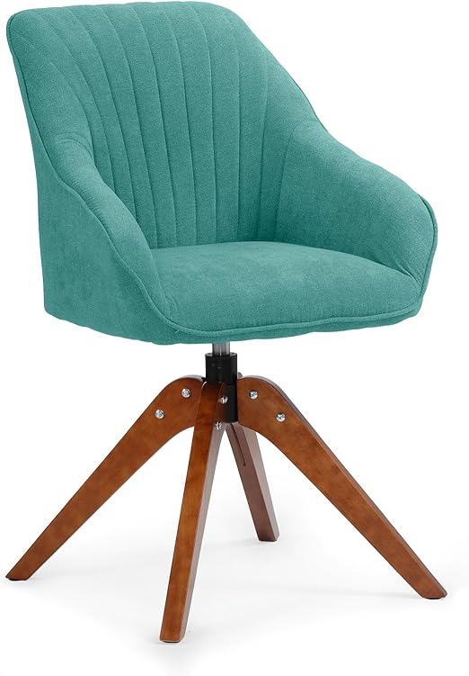 Athena Collection Modern Accent Chair, Comfy Swivel Reading Chair for Adults, Soft Upholstered Fabric Armchair with Wooden Legs for Living Room, Bedroom, Dorm, Office, Green