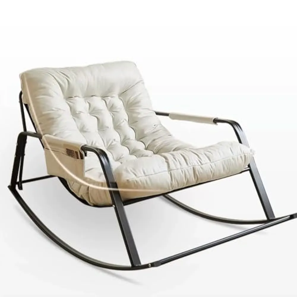 Generico Double Comfortable Soft Cushion Bedroom Rocking Chair,Breathable Living Room Rocking Chair,Modern Lounge Chair for Balcony, Zero Gravity Chairs with Side Pockets Armrests,Ergonomic Chairs.