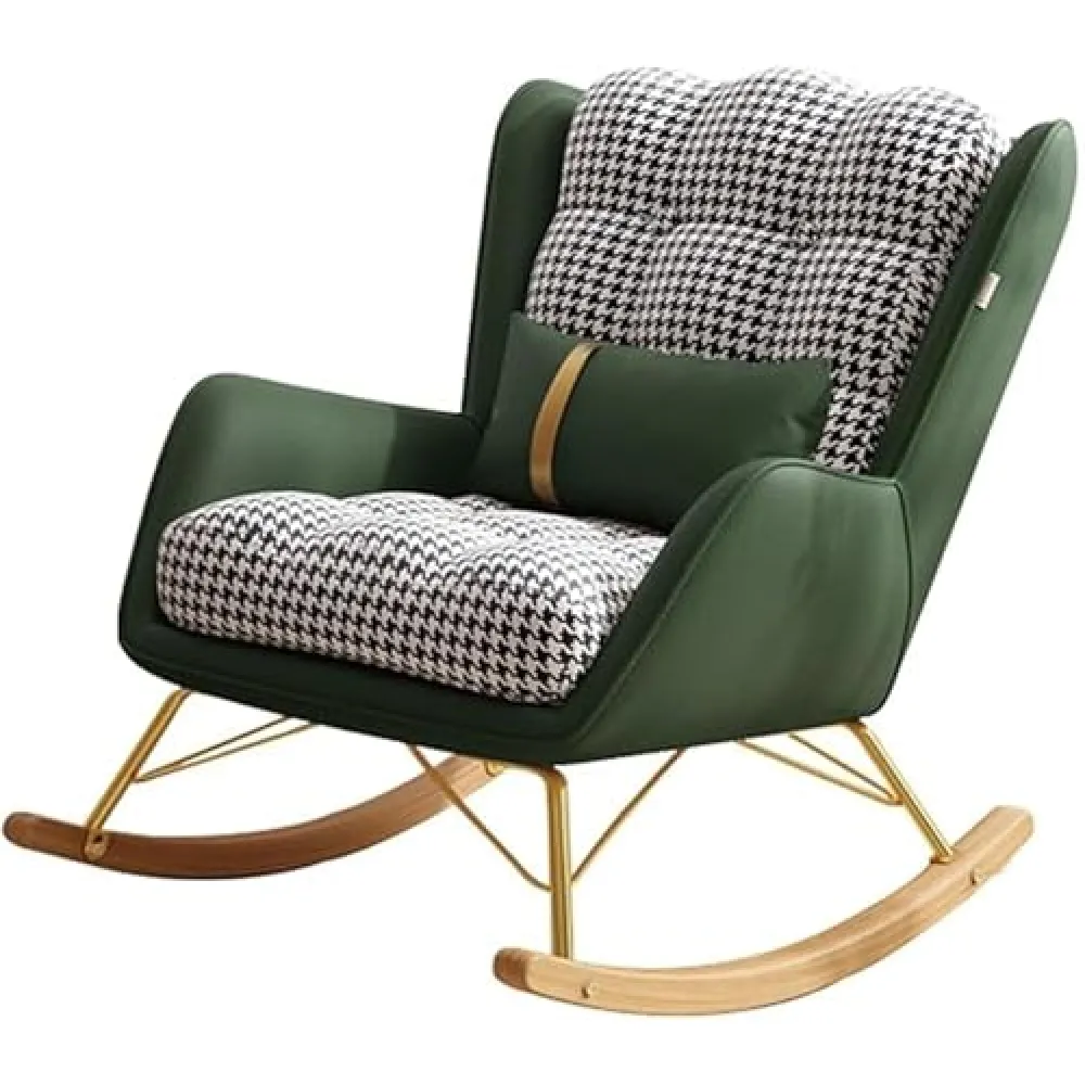 Generico Balcony Leisure Rocking Chair,Fabric Recliner Chair, Rocking Chair for Adults At Home,The Comfy Living Room Chairs, Reading Chair, Living Room Lunch Break(Green)