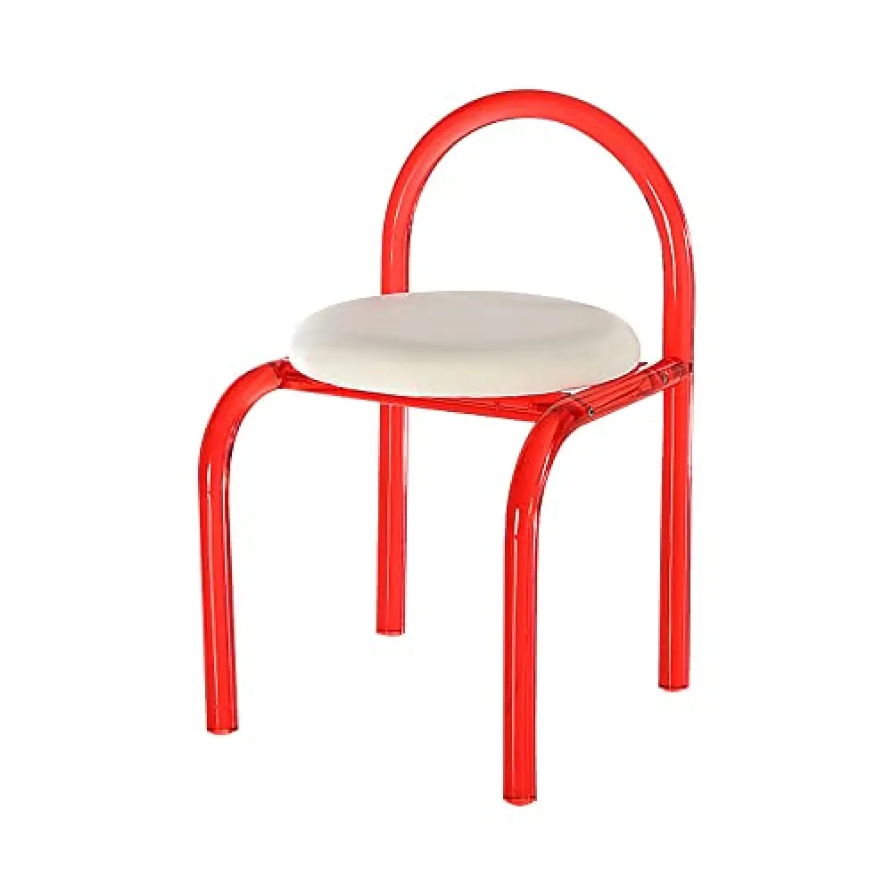 Sedia da trucco trasparente con seduta in cristallo acrilico e cuscino in plastica PC trasparente, seduta da soggiorno dal design elegante e moderno per uso domestico o salone.