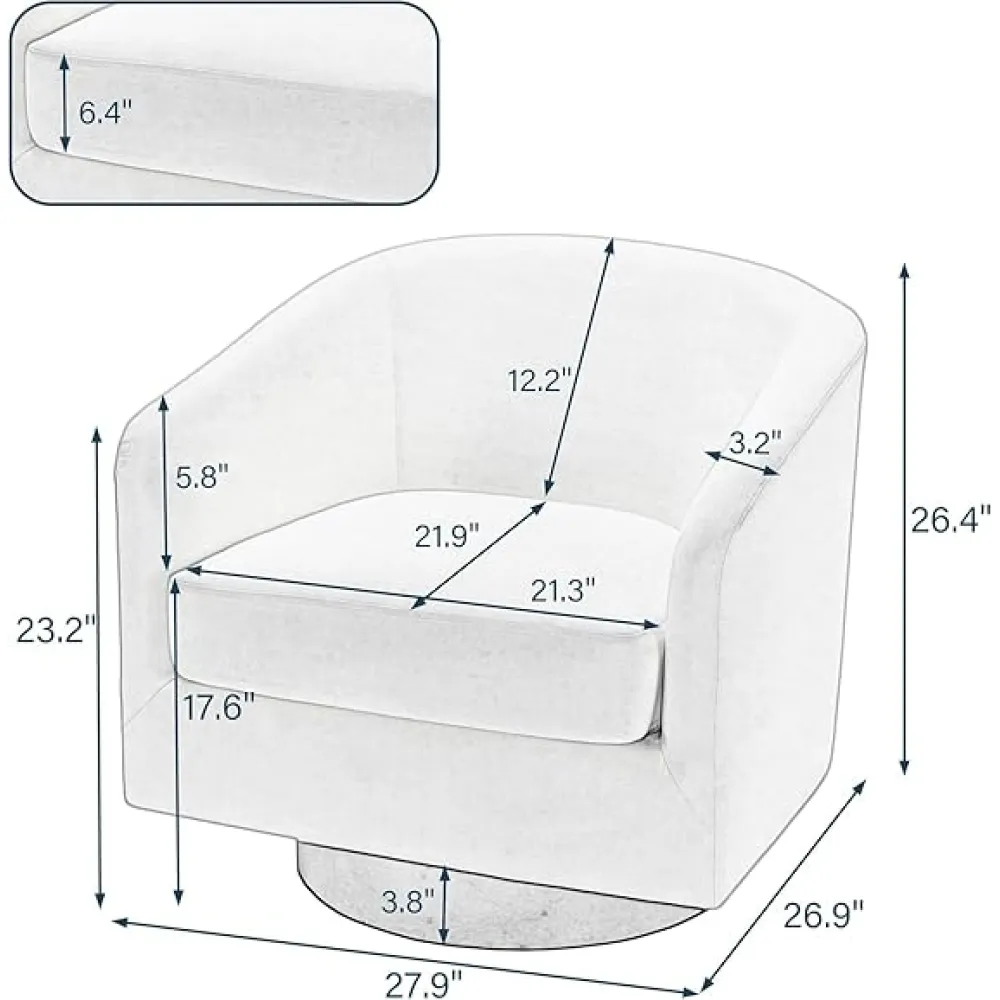 UIXE PU Leather Swivel Accent Chairs, Modern Upholstered Barrel Club Chair for Living Room, Round Armchair Single Sofa Bedroom Side Reading Seat - Charcoal Black, Set of 2