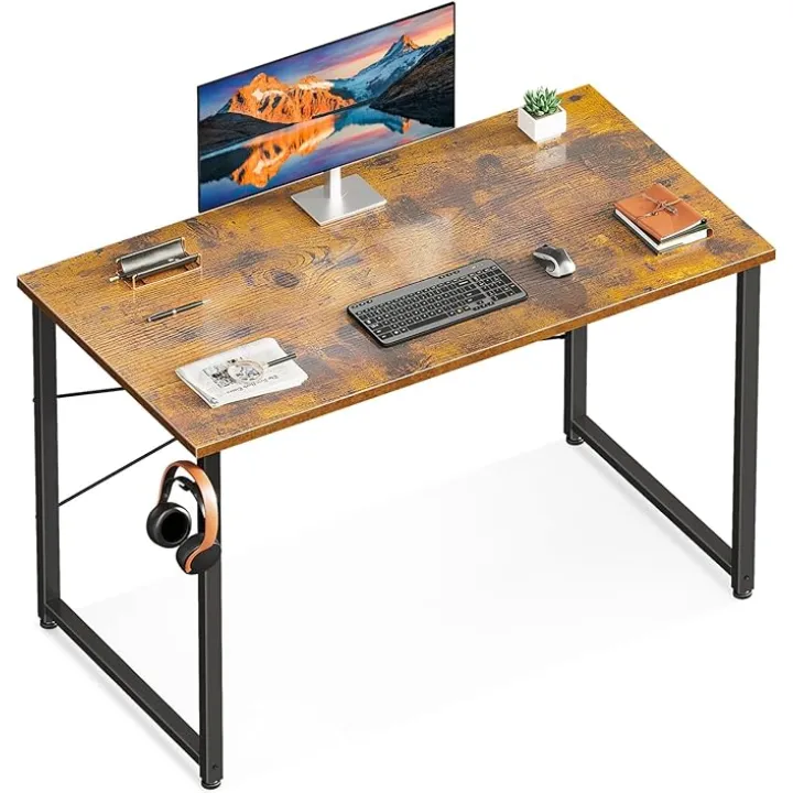 ODK 40 Inches Computer Desk for Home Office, Office Table for Small Spaces, Writing Desk with Headphone Hooks, Vintage
