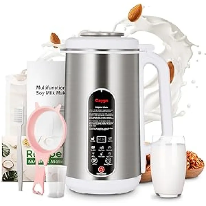 40oz Nut Milk Maker Machine Stainless Steel Soy Milk Maker Homemade Almond, Oat, Juice, Coconut, Plant-Based and Non-Dairy Beverages with Self Clean, Boil Water, Delay Start, Keep Warm