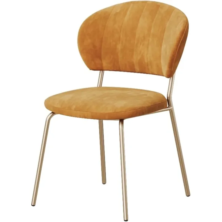 GIZNXBA Velvet Dining Chairs Gold Legs Modern Kitchen Dining Chairs Upholstered Accent Chair Modern Velvet Makeup Chair Backrest Armless Side Chairs for Kitchen, Living Room(/Orange,Gold)
