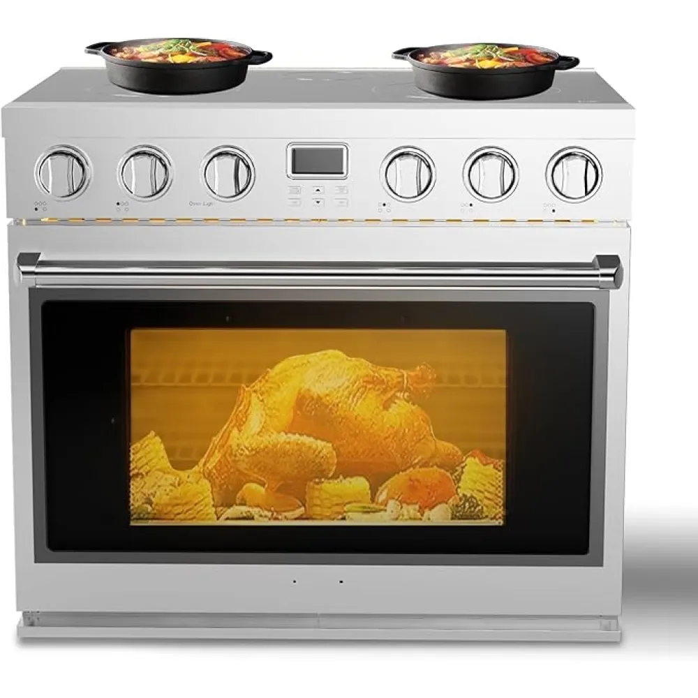 36' Electric Range Oven with 5 Heating Elements Cooktop, 6 Cooking Modes, 36 Inch Freestanding Induction Range with 6 Cu.Ft. Convection Oven, In Stainless Steel