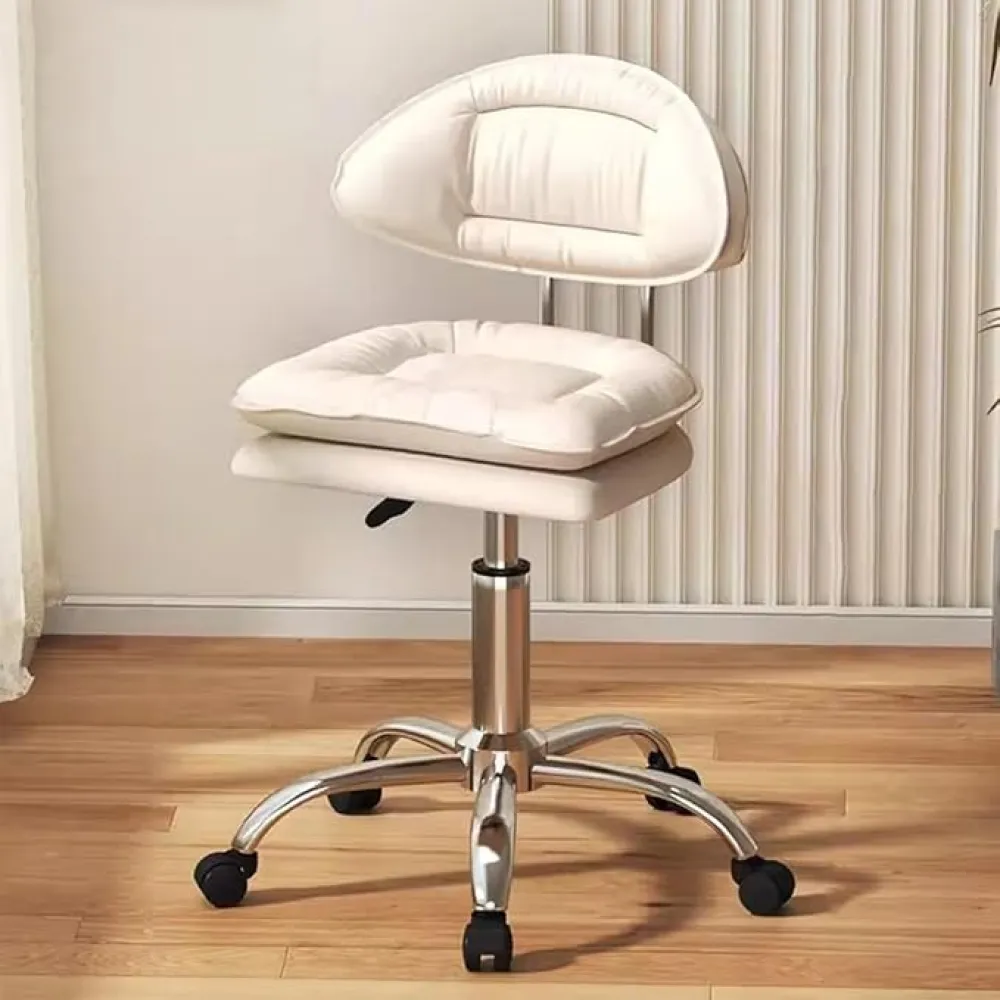 Adjustable High Swivel Computer Chair with Sponge Seat - Leather Mid-Back Desk Chair with Wheels for Home Office - 360° Swivel Chair for Small Space Bedroom - M(Roze)