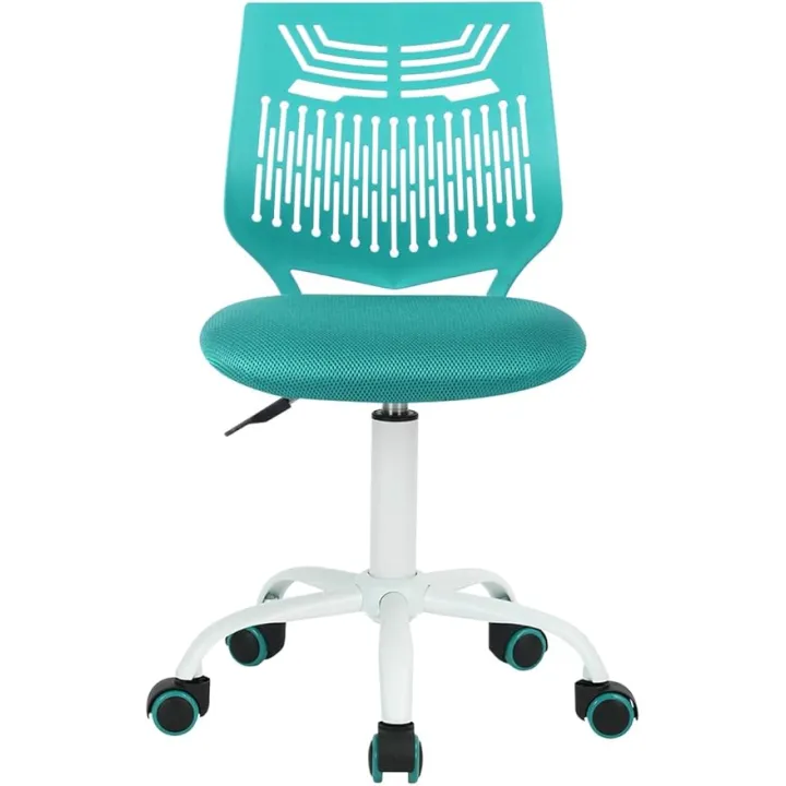 FurnitureR Desk Chair Armless Cute, Small Computer Study Task Chair Adjustable Swivel Low Back with Rolling Wheels for Kids Children Teens Women, Green