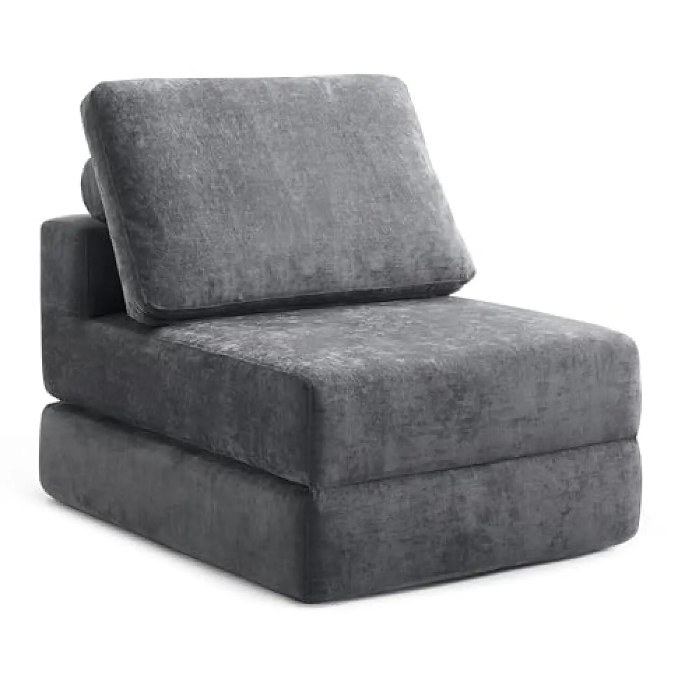 Jamdok 8 Inch Thick Upgraded Folding Mattress, Single Sleeper Chair Sofa, Floor Guest Bed, High Density Foam Couch,Gray(Armless)