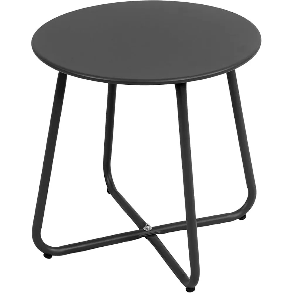 EortheX Small Round Metal Coffee Side Birstro Table – Sturdy & Weather-Resistant Accent Table for Patio, Balcony Indoor Outdoor Use - Metal Black