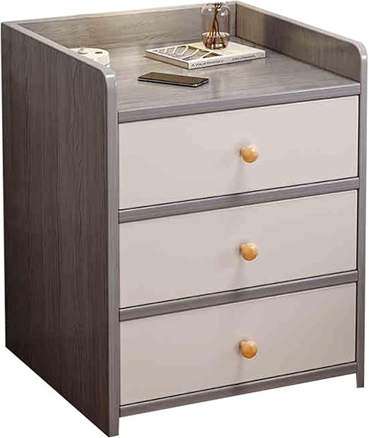 Simple Bedside Table Home Bedroom Nightstand Bedside Table with Drawers Smooth Polished Edges Stable Load Bearing Suitable for a Wide Range of Applications(Grey,40 * 30 * 48cm)