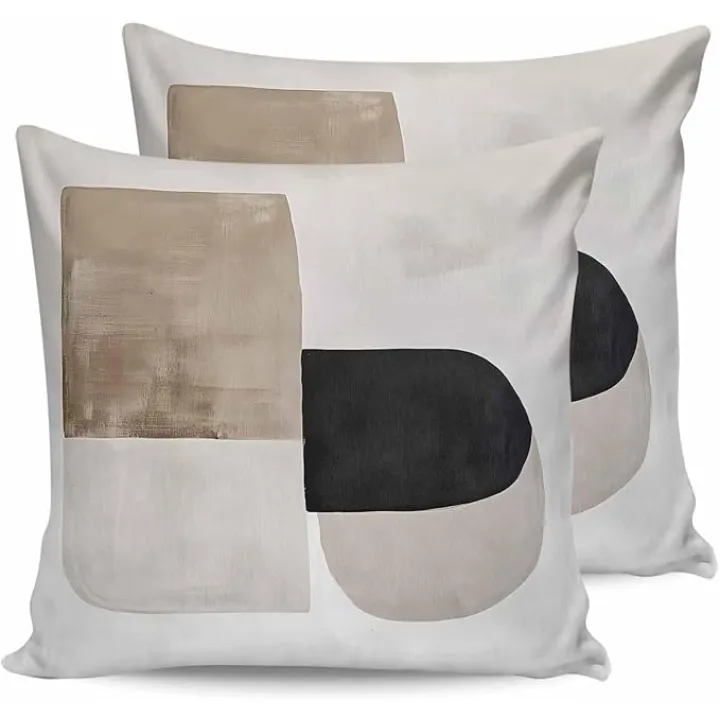 Outdoor Waterproof Throw Pillow Covers 20x20in, Bohemian Nordic Color Block 18 Cushions for Garden Patio Furniture Chairs Set of 2, Home Decor Couch Sofa Polyester Pillow Cases