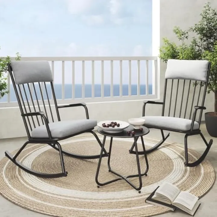 Grand patio Sedia a dondolo -WENSHA Chair Black