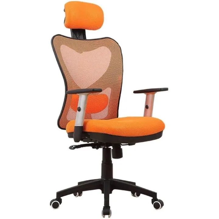 Ergonomic Office Chair, Black & Orange Mesh Executive Desk Chair with Adjustable Armrests, Headrest, Lumbar Support, and 360° Swivel for Home and Office