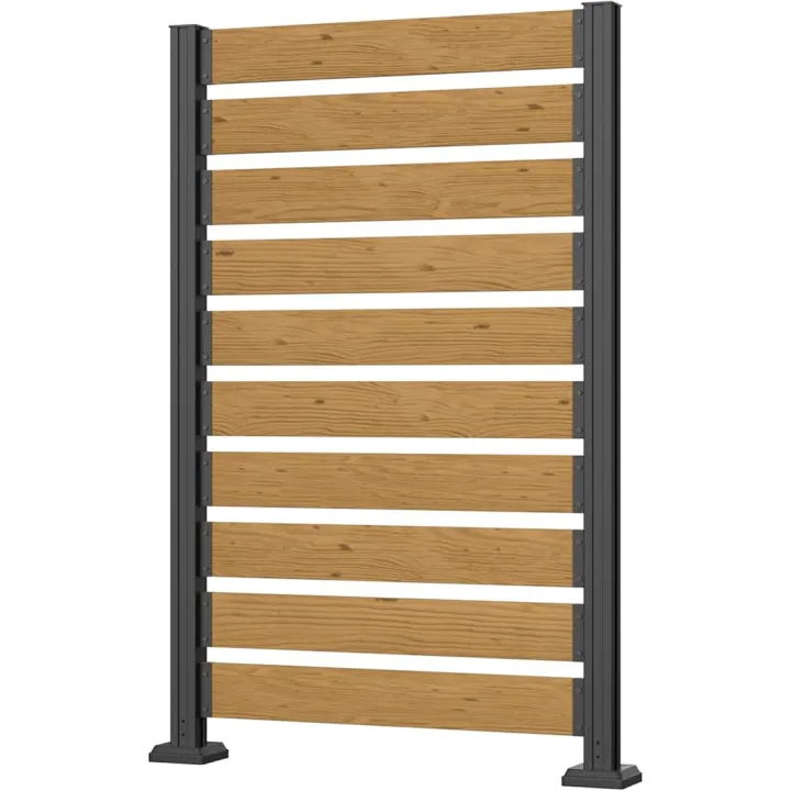 40.16” W x 60” H Wood Air Conditioner Fence for Hard Ground & Soft Ground, Single Garden Fence, Privacy Screen Panel with Aluminum Stakes, Trash Can Pool Equipment Enclosure, Natural