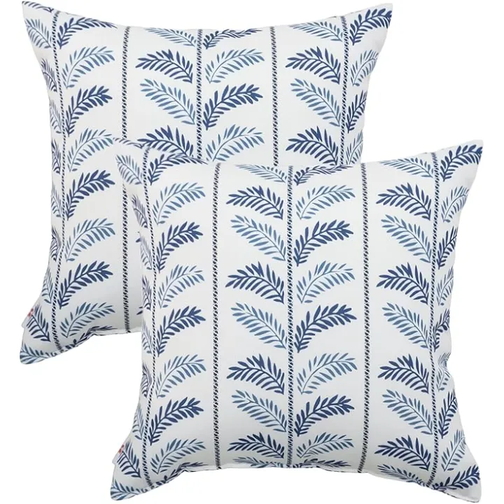 Outdoor/Indoor Throw Pillows, Pack of 2 Waterproof Decorative Throw Pillows with Inserts, 18”x18” Square Pillows for Bed, Couch, Sofa and Patio Furniture