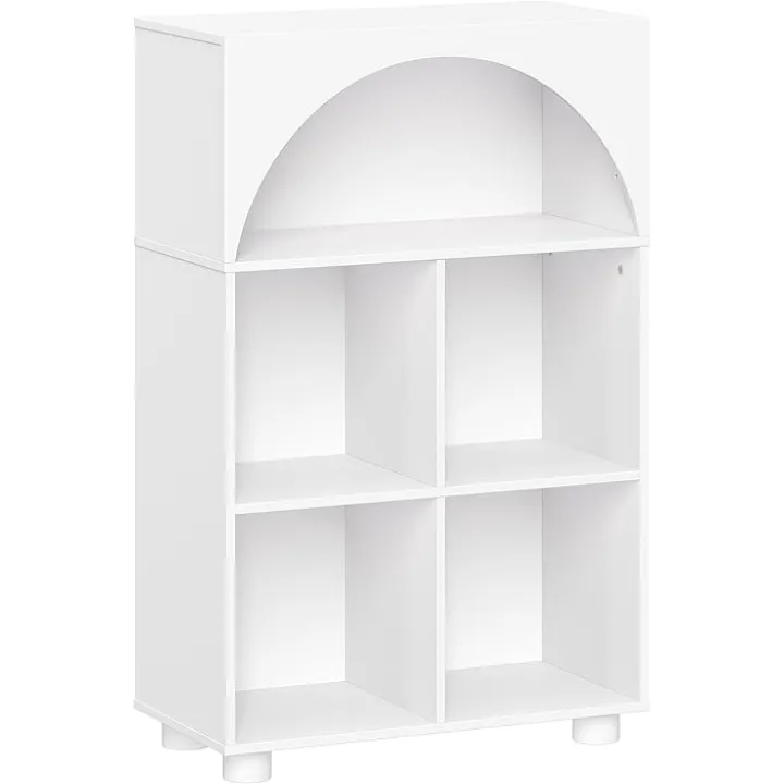 RiverRidge Kids Curve Appeal Bookcase with 4 Storage Cubbies - Modern Arched Design Toy Storage Organizer for Books & Playroom