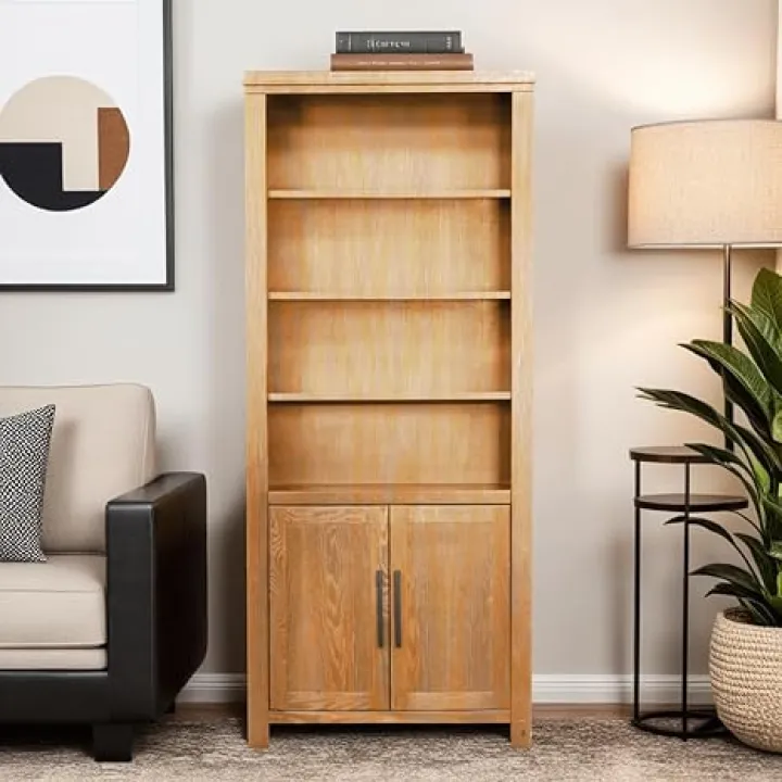 72 inch Tall Bookcase, No Assembly Required, Natural