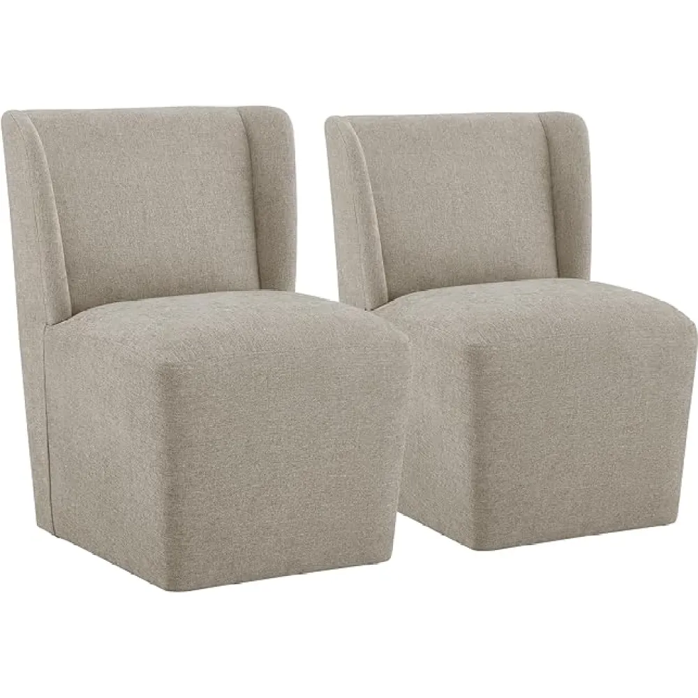 Dining Chairs with Casters Require Assembly Upholstered Wingback Single Sofa Armless Deskchair for Bedroom Waiting Room Kitchen Diningroom