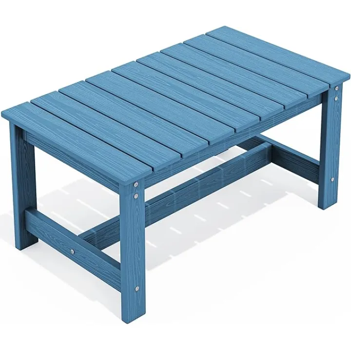 SERWALL Rectangle Outdoor Coffee Table, HDPE Patio Coffee Table, Navy