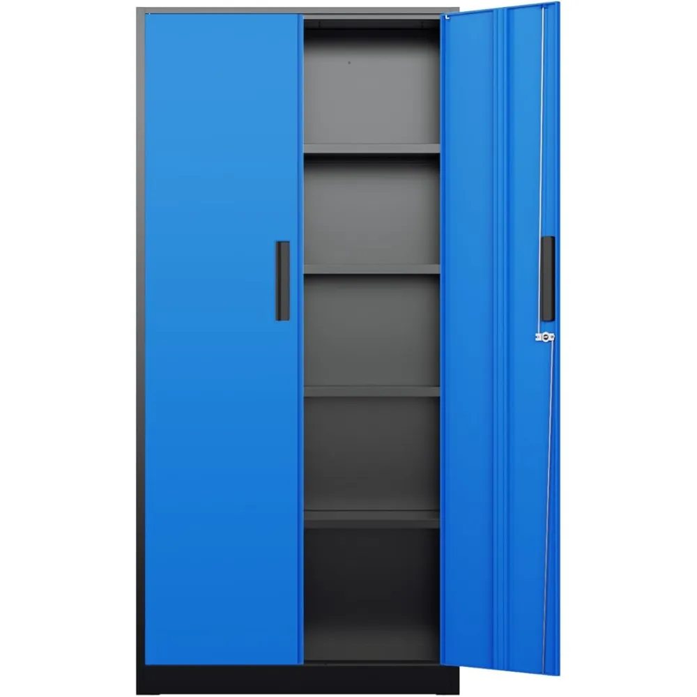 Bonusall 72" Metal Garage Storage Cabinet, 2 Locking Doors & 4 Adjustable Shelves Tall Storage, Heavy Duty Steel Tool Cabinet for Home, Office, Warehouse, School (Black Green)