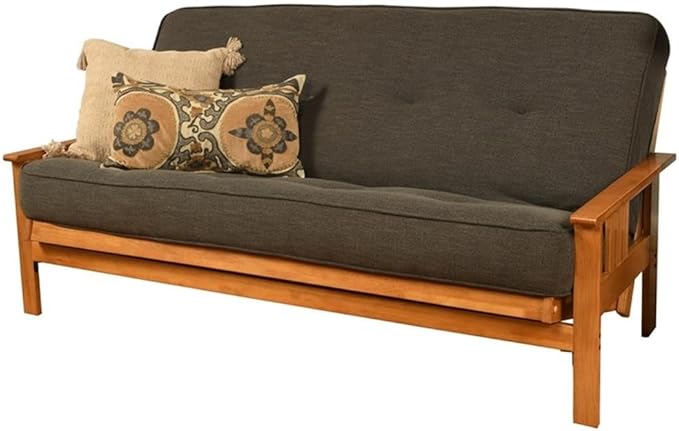 Pemberly Row Cotton/Foam Full-Size Futon 7" Mattress with Charcoal Cover