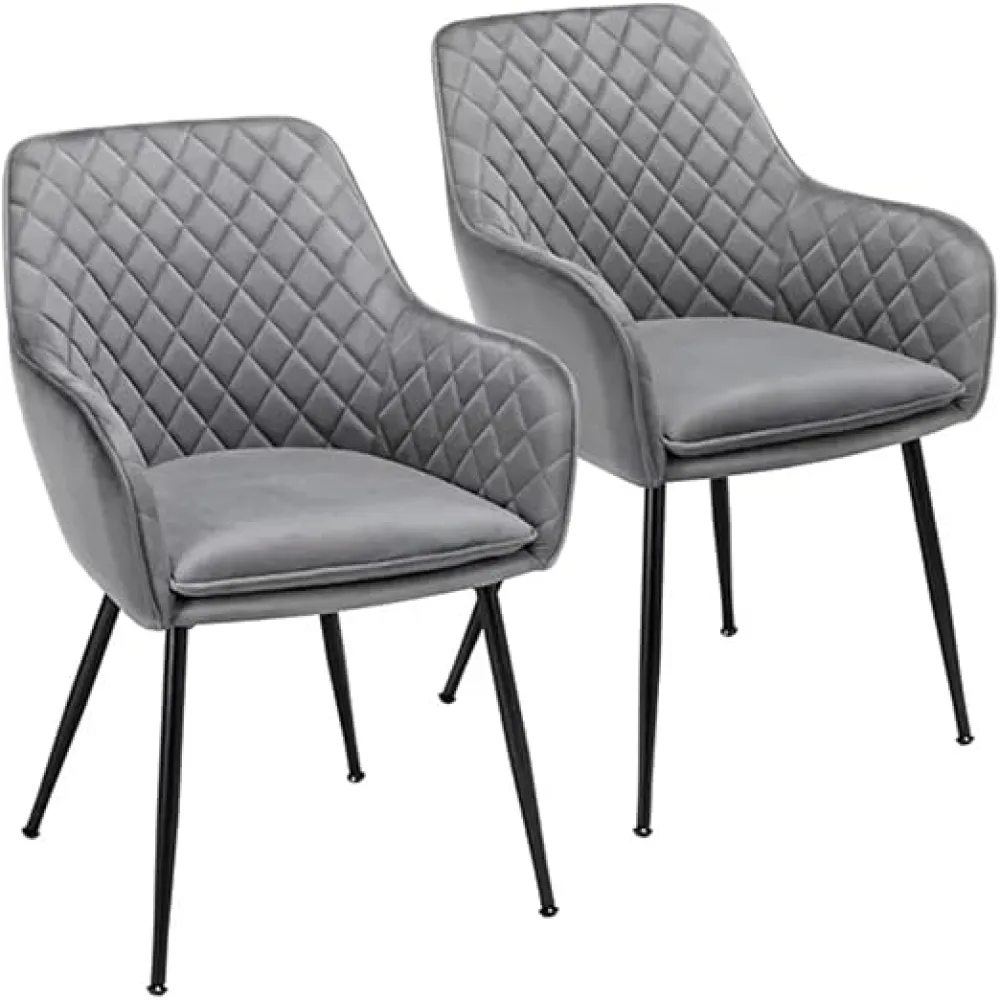 Modern Upholstered Fabric Dining Chair Midback, Set of 2, Gray Dining Chairs Furniture,for Room