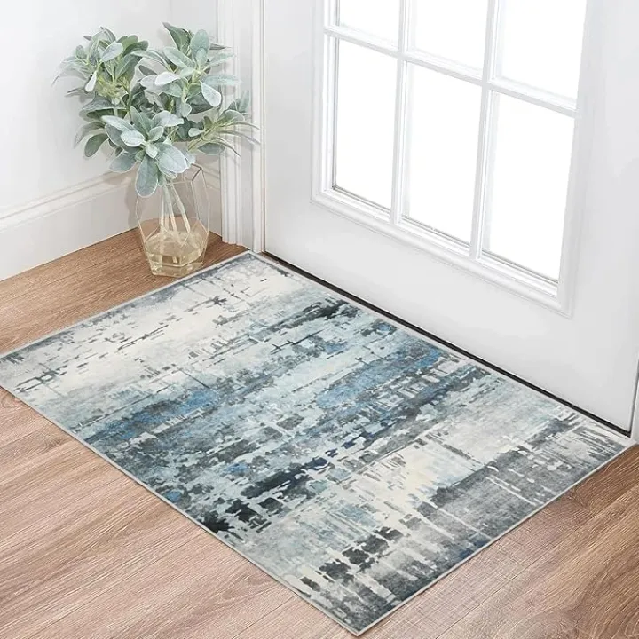 3x5 Washable Area Rug Non Slip, Ultra Soft Rug for Living Room Dining Room, Stain Resistant Entryway Blue