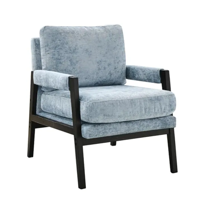INMOZATA Accent Chair for Living Room Chairs - Reading Chair for Bedroom - Chenille Mid Century Modern Accent Chairs - Upholstered Comfy Armchair for Apartment, Waiting Room(Blue)