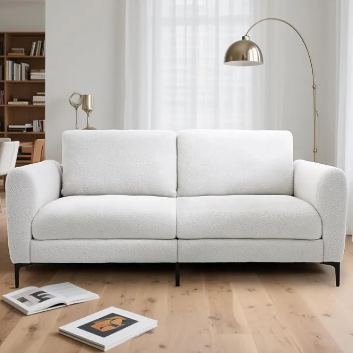3 Seater Teddy Velvet Recliner Sofa with Space Spring Cushions and Solid Wood Frame for Modern Living Room White