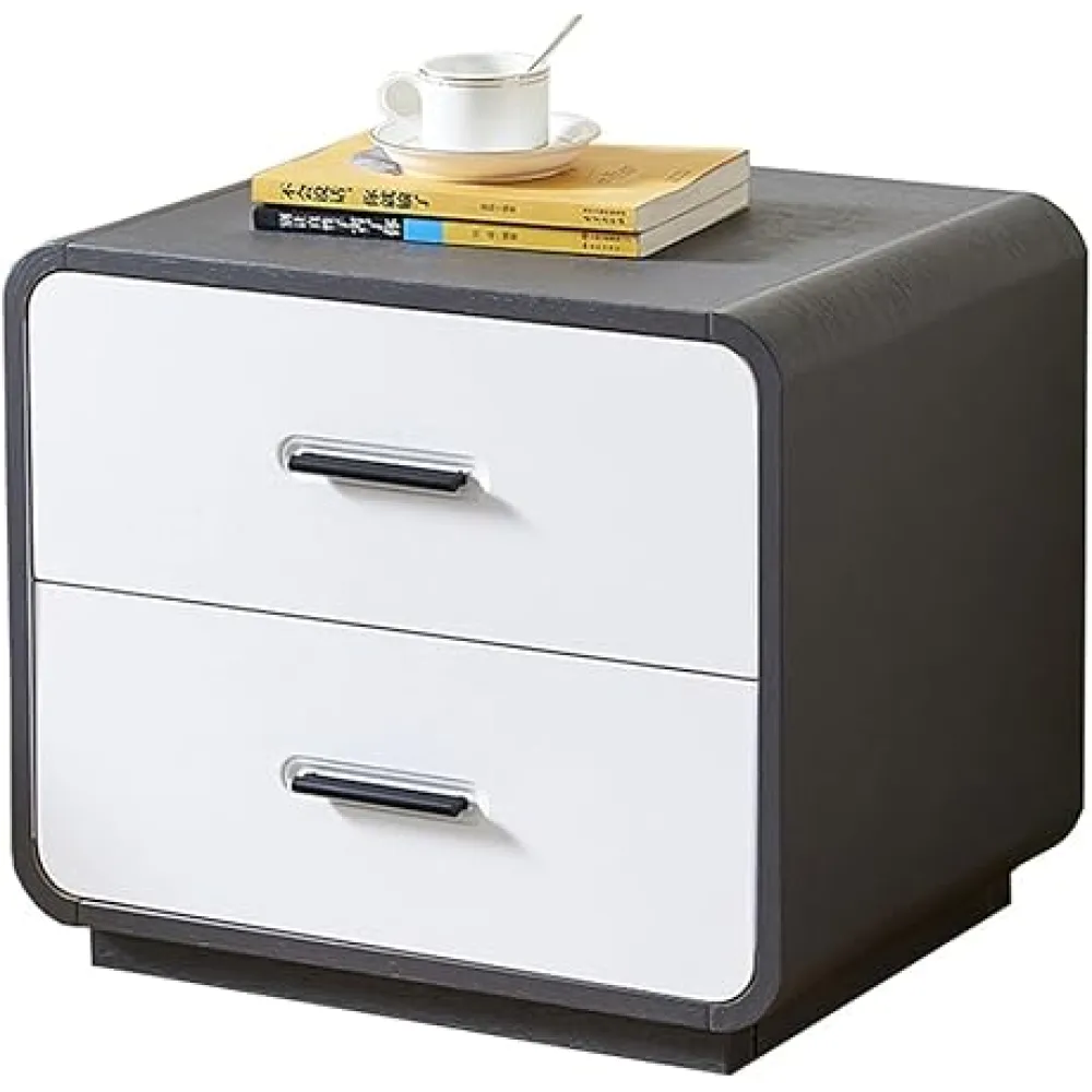 Nightstand Modern Simplicity Lockers 2 Drawers Solid Wood Material Bedroom Furniture 50x40x43cm