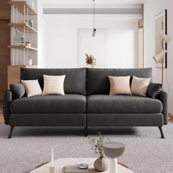 80.7 Inch Sofa Couch 3 Seater Sofa Comfy Couch Extra Deep Seats Storage Bags Removable Sofa Cover Loveseat Sofa Dark Gray(OneColor)