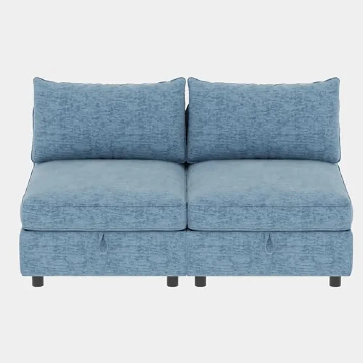 Armless Seat for Modular Sectional Sofa, Convertible Sofa Seat with Storage, Sleeper Sectional Sofa Set, Fabric Flexible Modular Combinations for Living Room(2PCS)