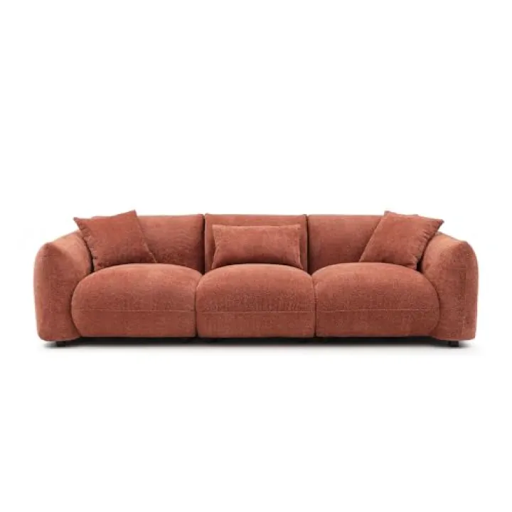 Mid Century Modern Couch 3 Seater Sofa for Livingroom, Orange